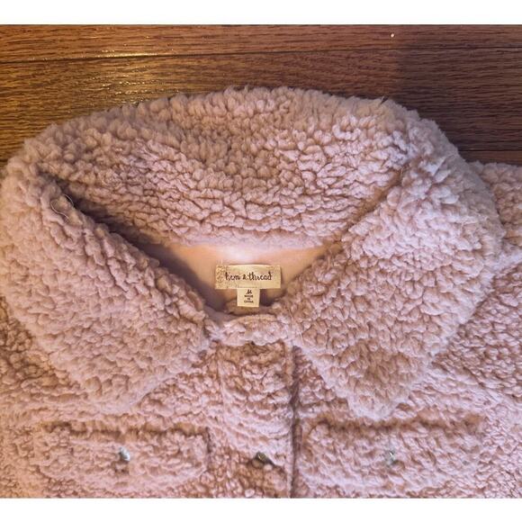 Hem & Thread Jacket Size medium Pink Cropped Button Front Collar - Picture 9 of 14